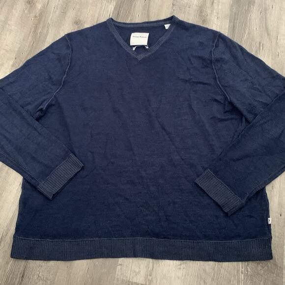 Tommy Bahama Sweater Mens XL Magic Sands Blue 100% Extra Fine Merino Wool Light - Picture 1 of 8